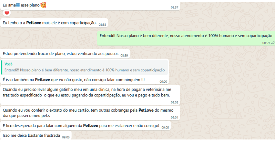 Depoimento WhatsApp - Comparação PetLove