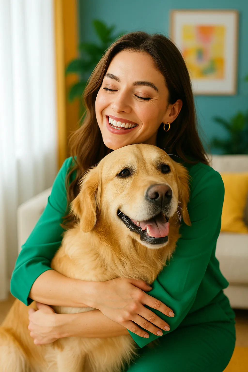 Tutora feliz com seu pet