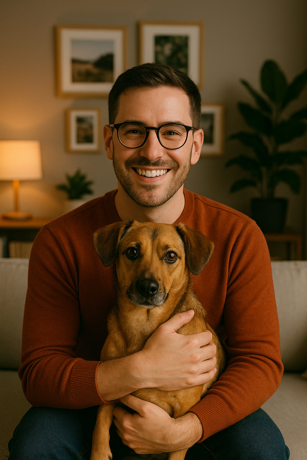 Tutora feliz com seu pet